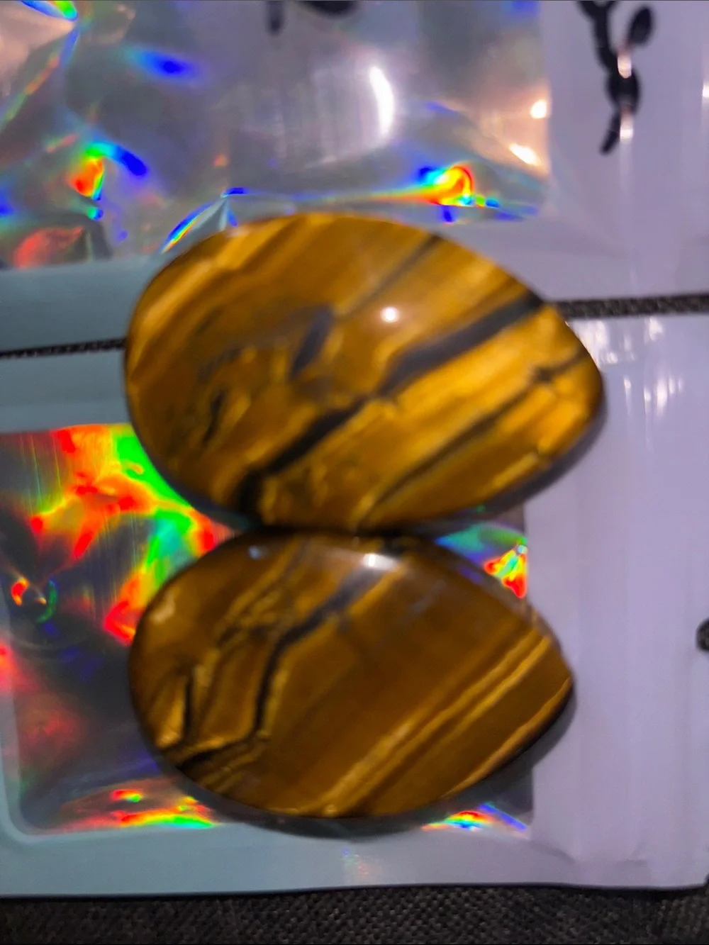 Tiger Eye Oval Palm Stone Set - Golden Brown